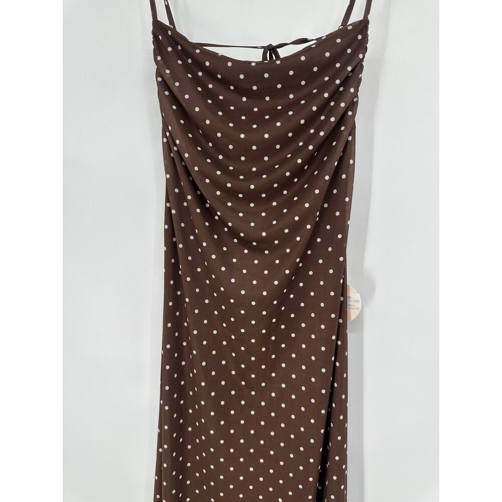 Camila Coelho Polka Dot Maxi Dress Draped Spaghetti Strap Open Back Backless - Picture 4 of 9